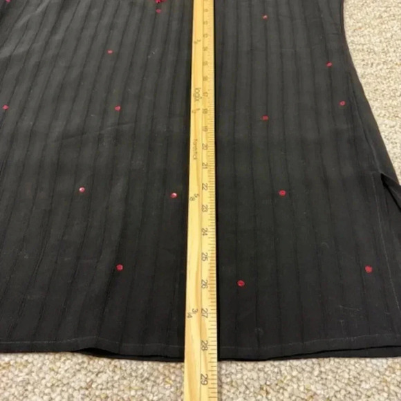 aLL a little larger Womens Size XL Black Sheer with Red Sequins Detail Sleeves - Picture 7 of 8